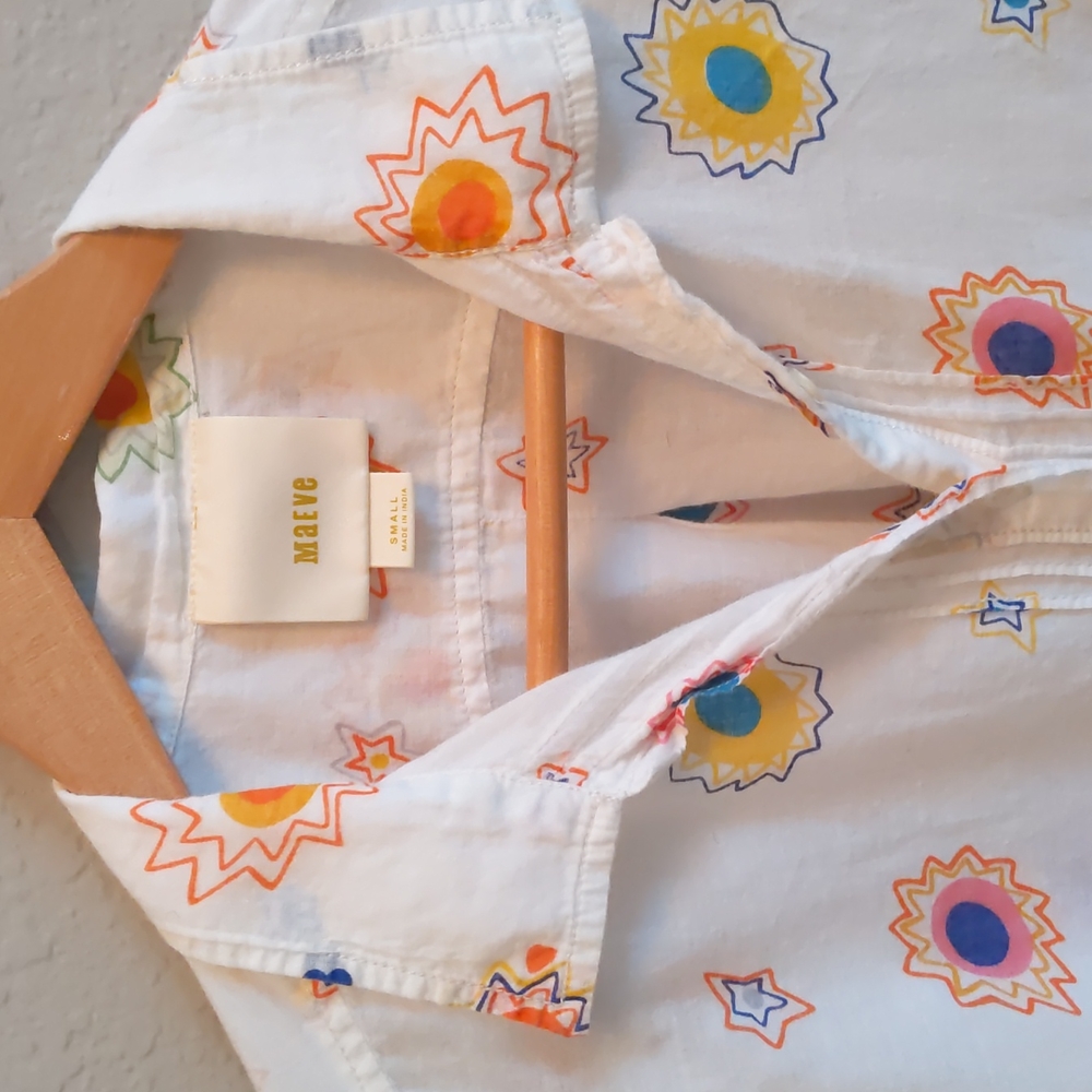 Anthropologie Maeve White Eliot Bell Sleeve Popover Blouse, S - Picture 3 of 13